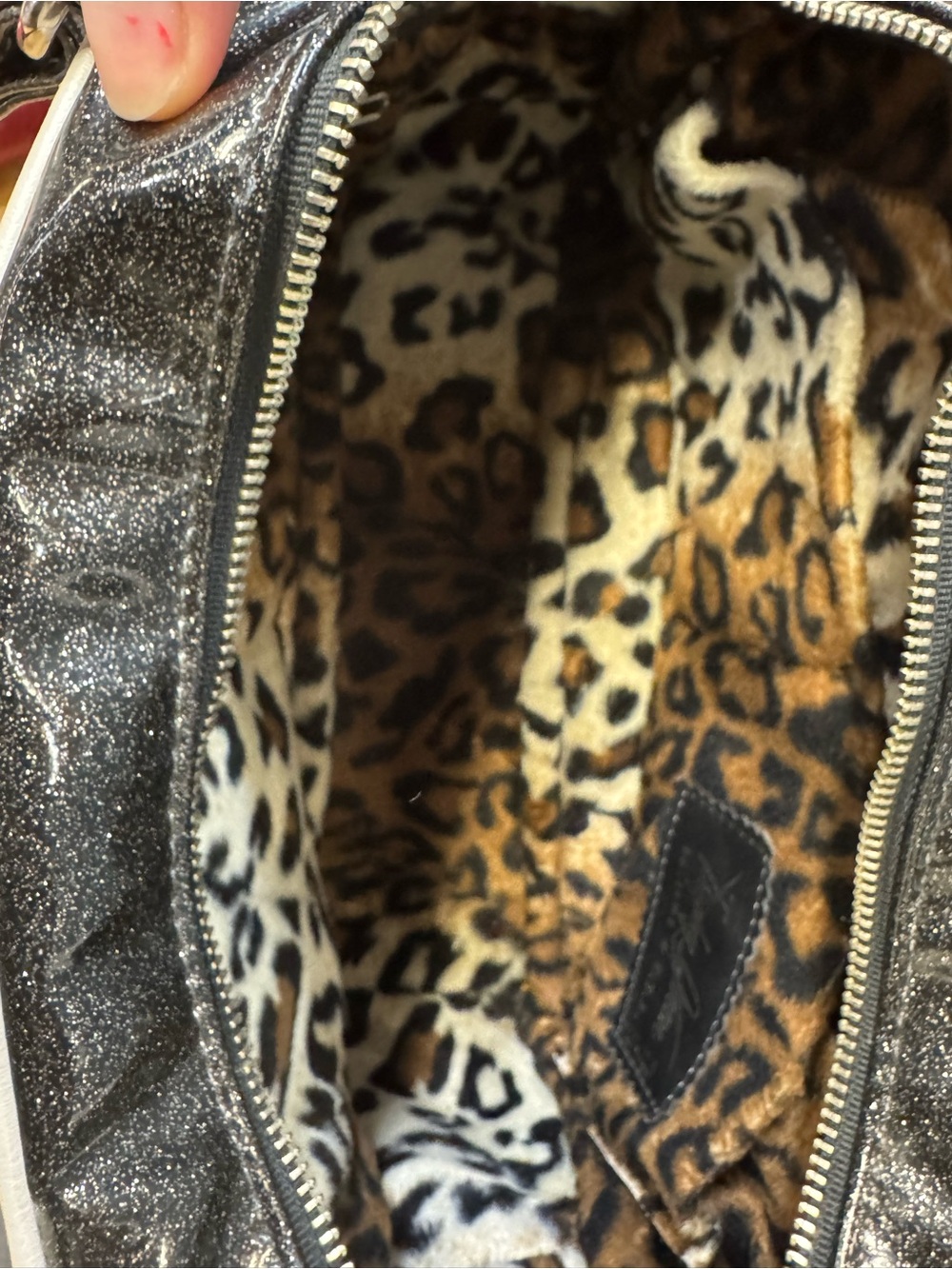 Trophy Queen Custom Lincoln Handbag- Charcoal flake with Pearl Tuck N Roll Yoke - Picture 6 of 11